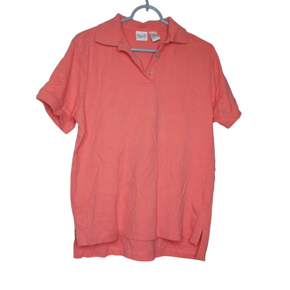 Izod Women's Size M orange coral 100% cotton short sleeve Polo Shirt
